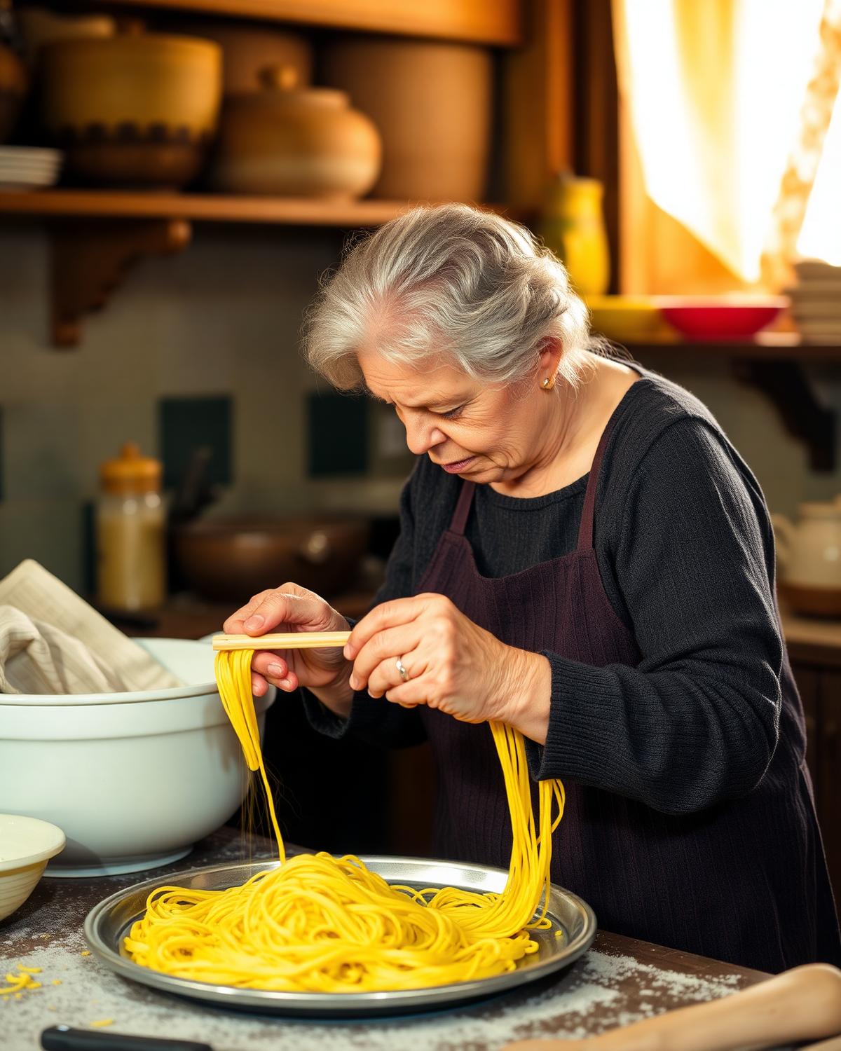 Nonna Lucia preparing fresh pasta